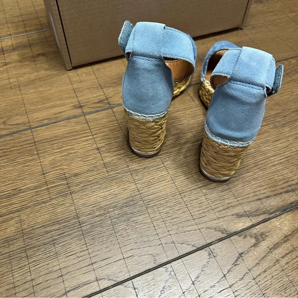 Franco Sarto Clemens Women’s Raffia Espadrille with Ankle Strap NEW 6.5 US Blue